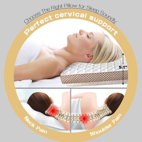 Memory Foam Pillow Standard/Queen Size M, Firm Pillow for Sleeping, Orthopedic - Picture 2 of 6